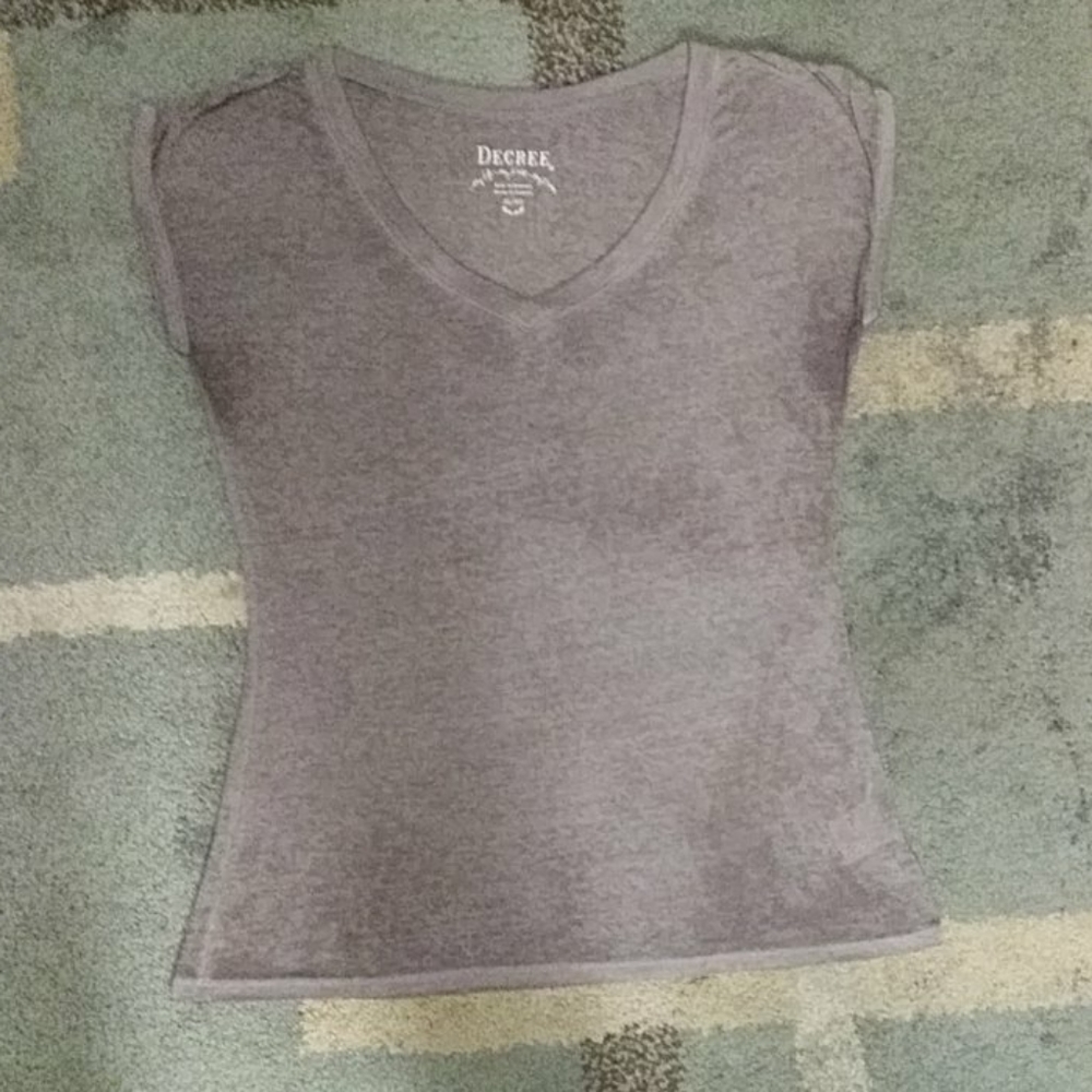 Brown sheer short sleeves shirt.